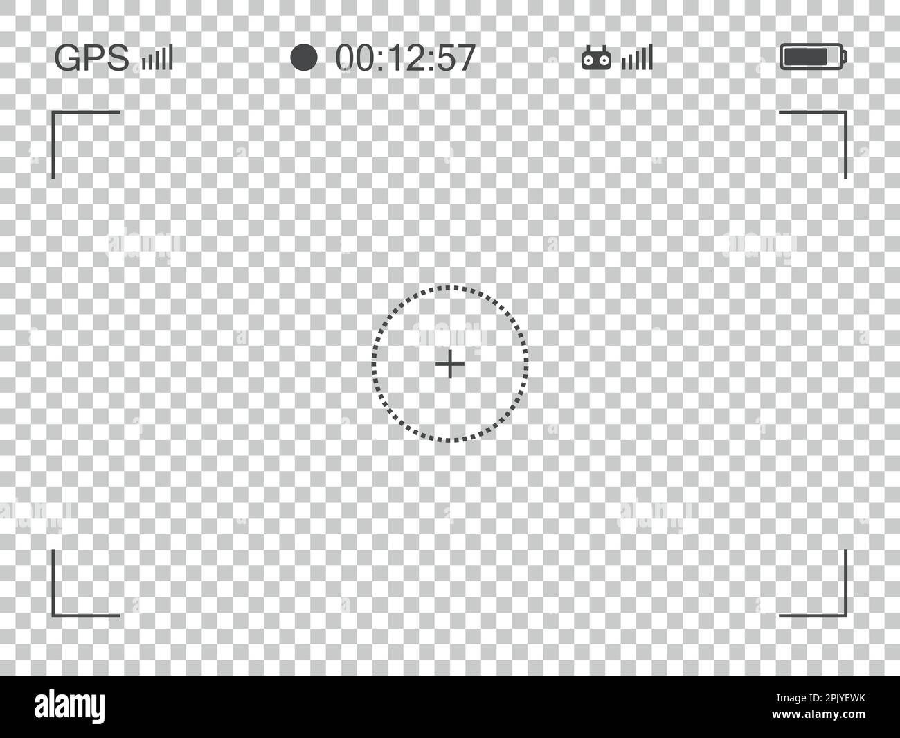 Drone frame viewfinder template. Focusing digital display screen with