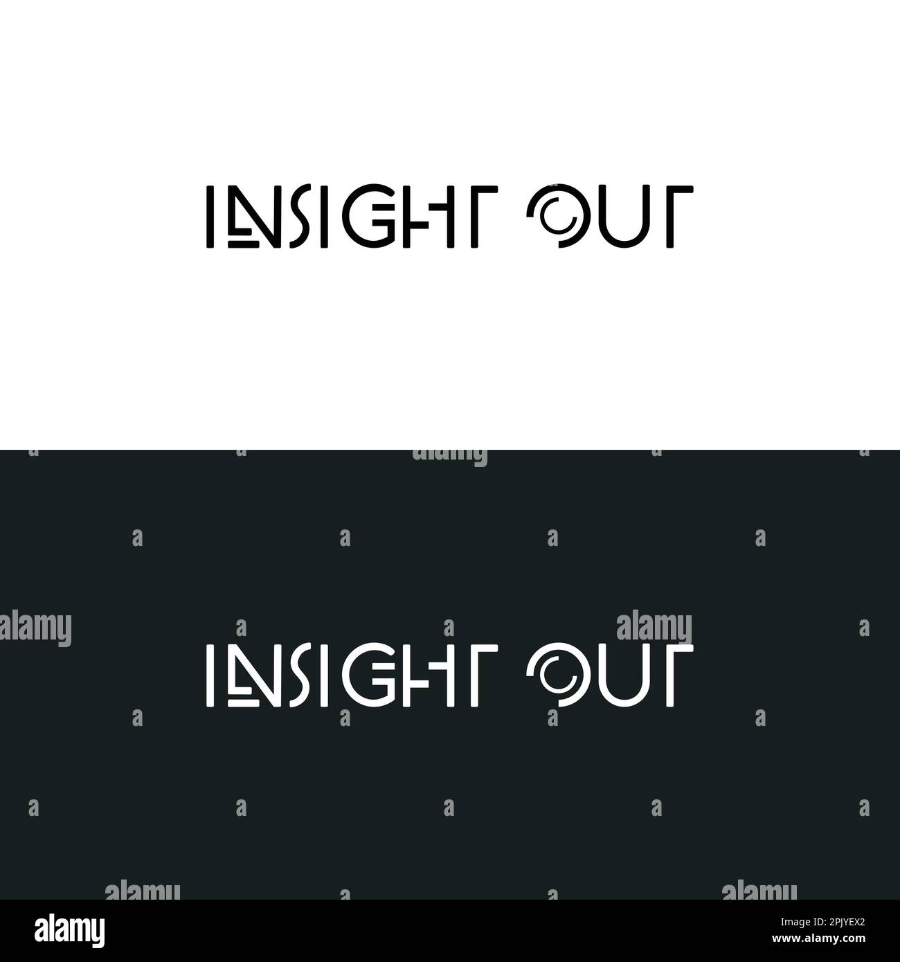 Insight out logo minimalistic text based logo concept Stock Vector