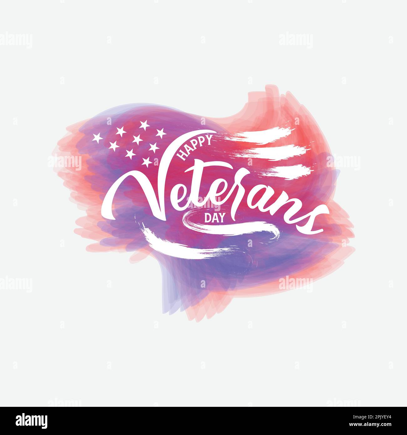 happy veterans day watercolor brush texture with American flag stripes and stars Stock Vector