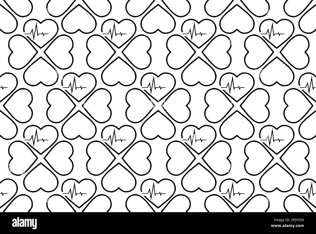 simple seamless pattern of black hearts on a white background, texture