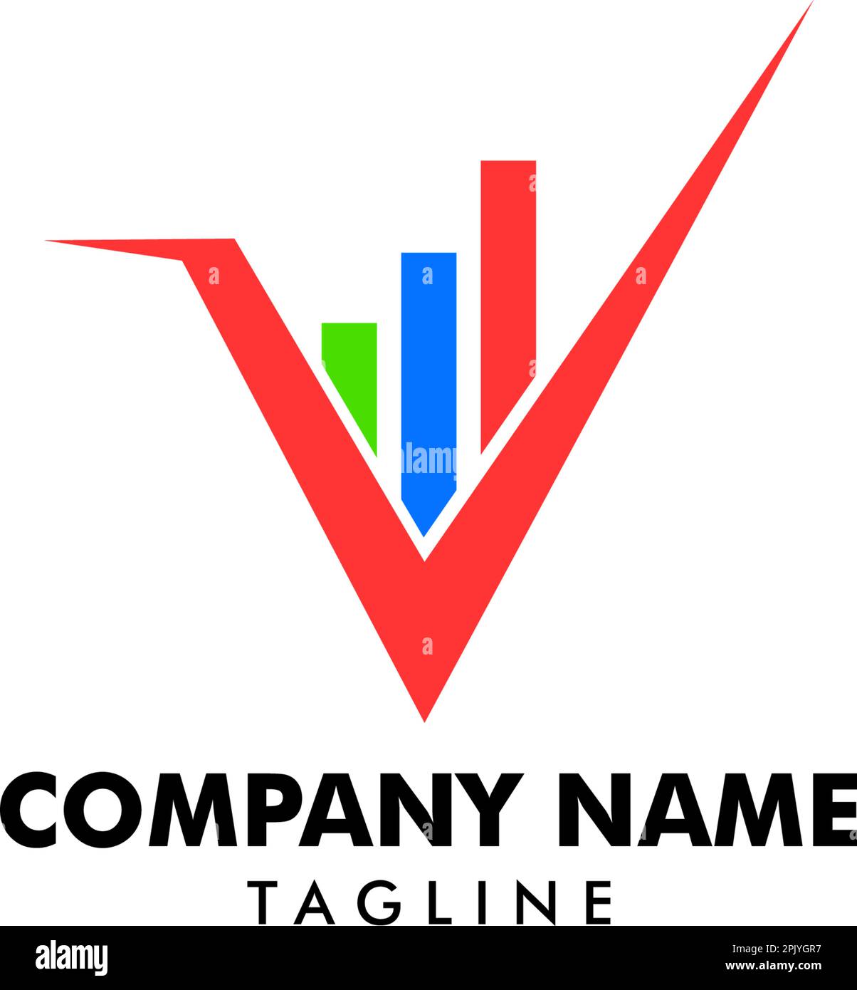 V Letter Business Stats Logo Design Element Stock Vector