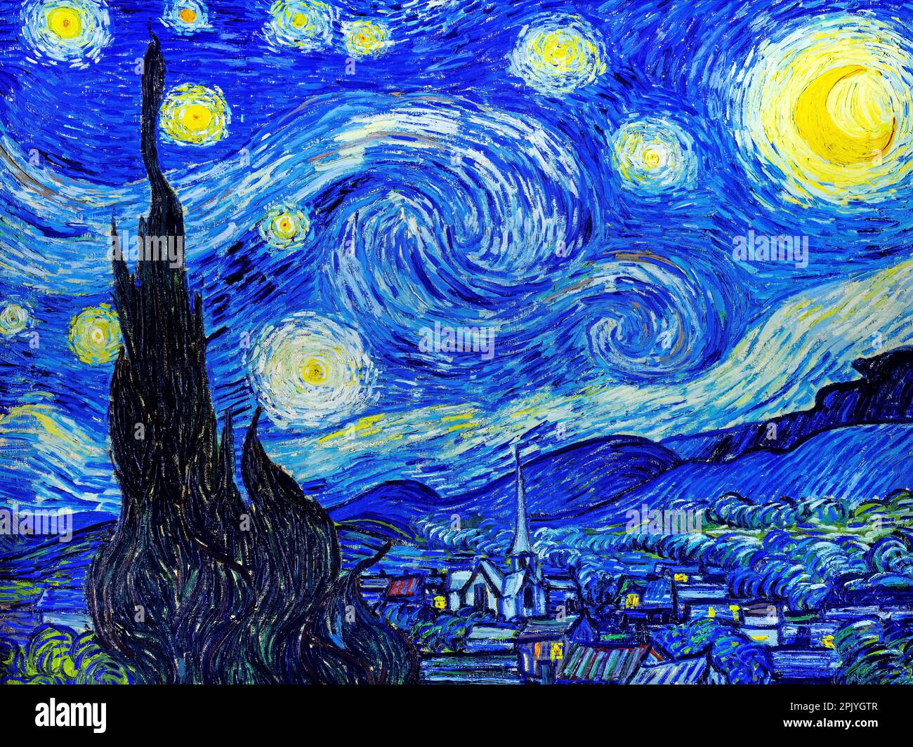The Starry Night, Vincent Van Gogh. Stock Photo