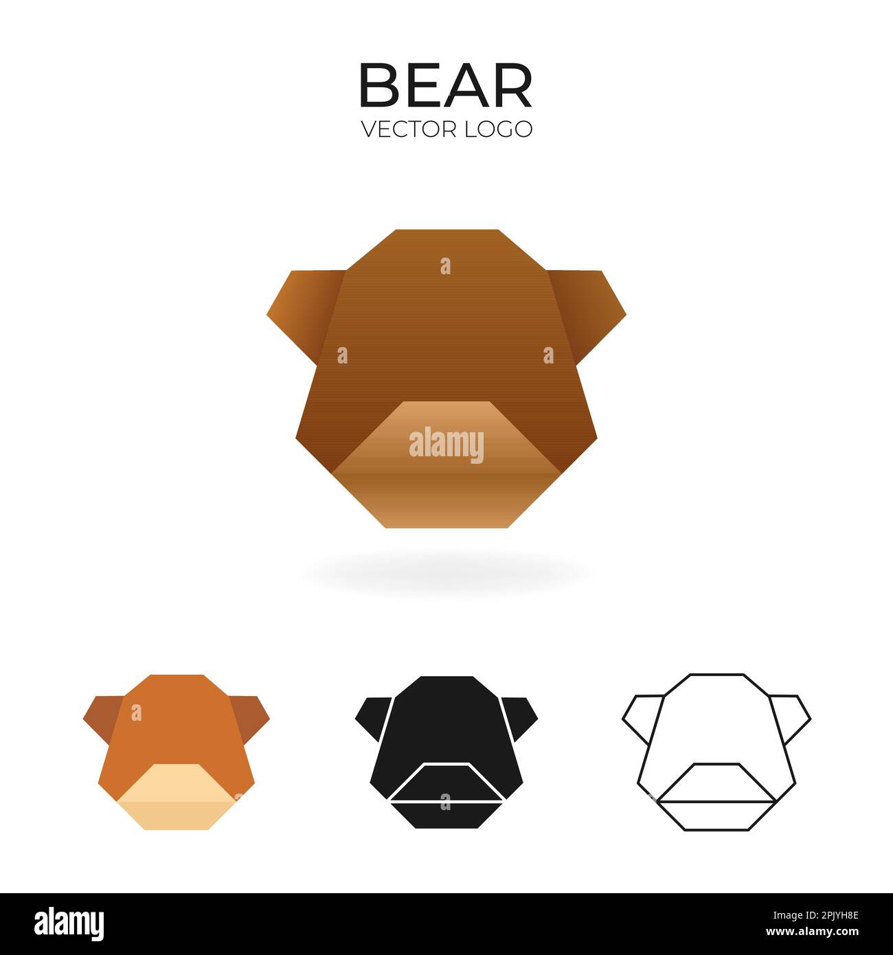 Origami vector logo and icon with bear.  Stock Vector