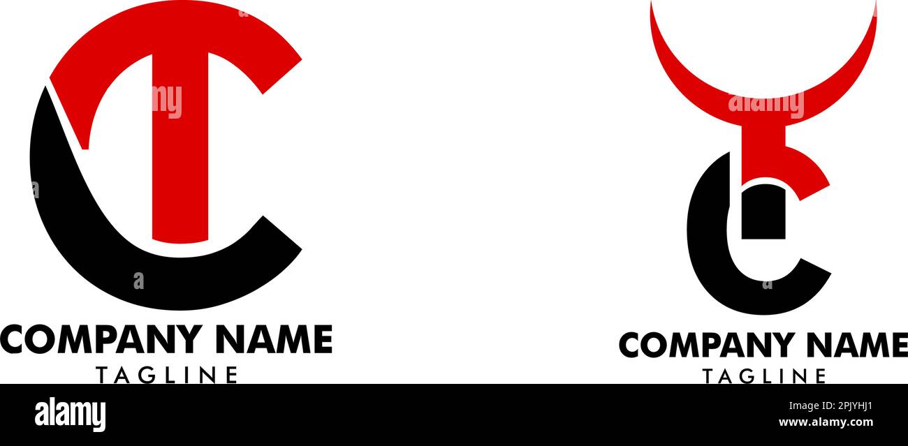 Set of Initial Letter Logo CT Template Vector Design Stock Vector