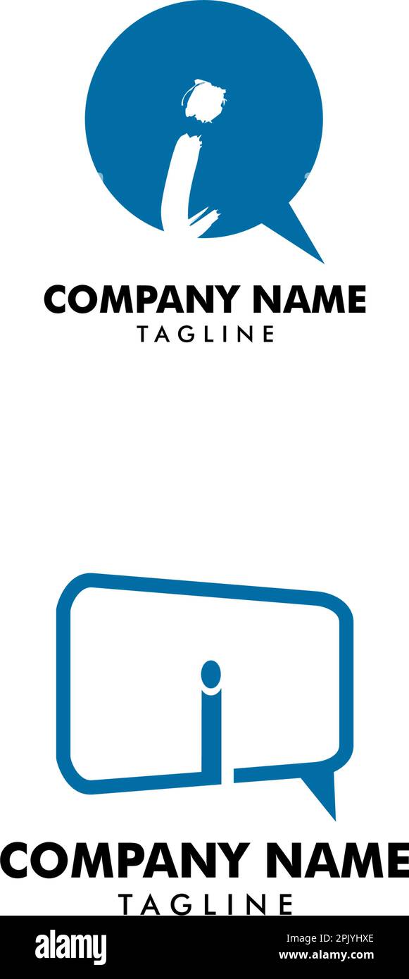 Set of Letter Initial I Chat Logo Design Template Stock Vector