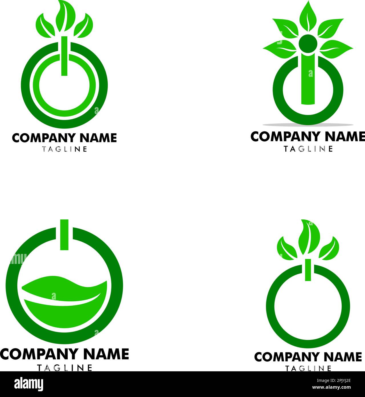 Set of Power Button and Leaves Logo Template Design Vector Stock Vector ...