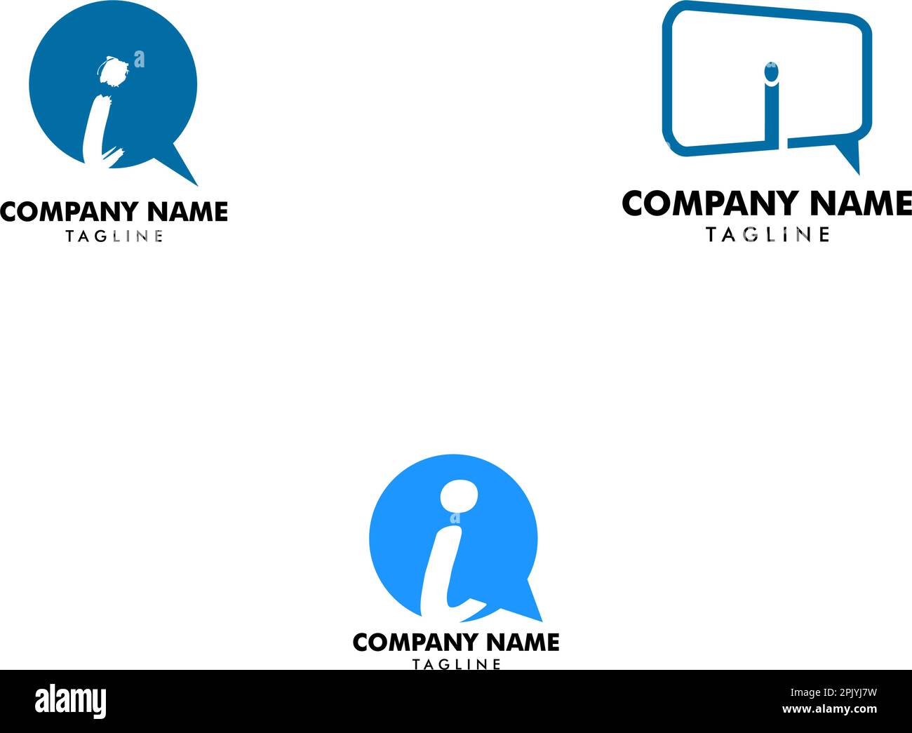 Set of Letter Initial I Chat Logo Design Template Stock Vector