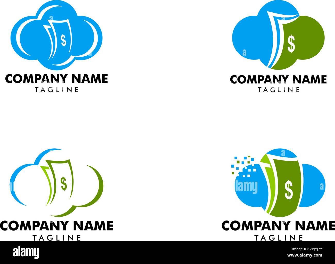 Set of Cloud Money Logo Template Design Vector Stock Vector