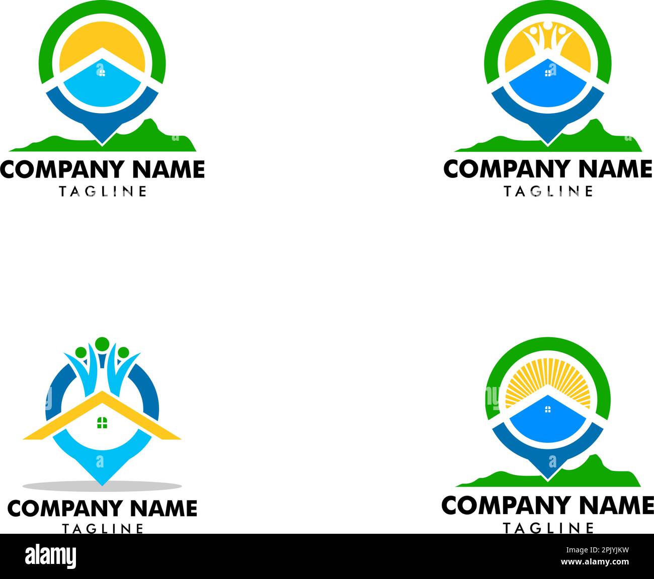 Set of House Locator Vector Logo Template Stock Vector