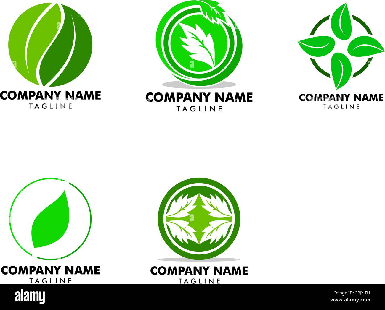 Set of Green leaf nature circle vector logo template design Stock ...
