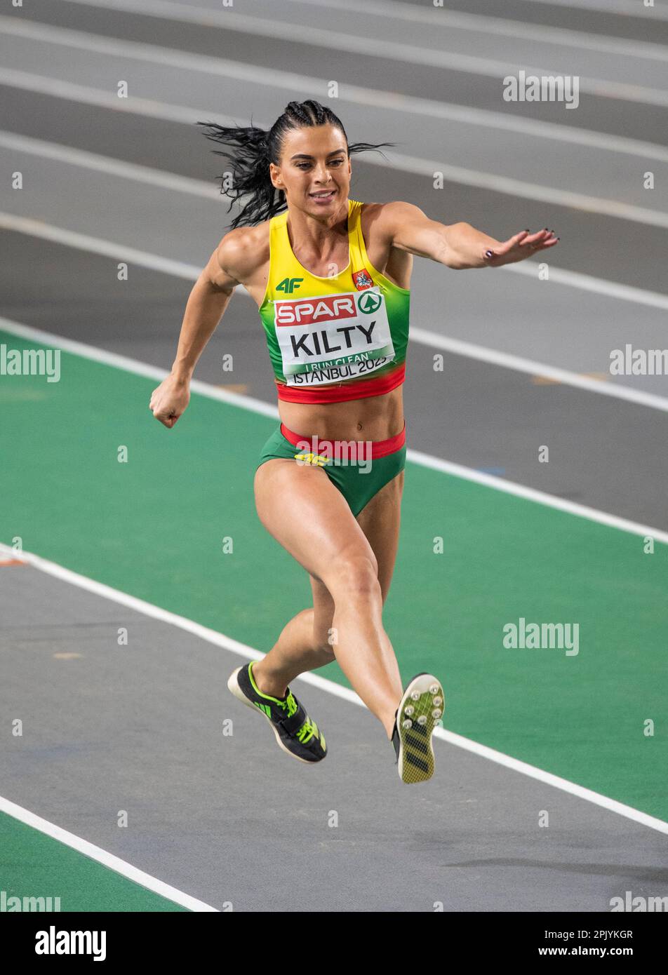 Dovilė Kilty of Latvia competing in the women’s triple jump final at ...