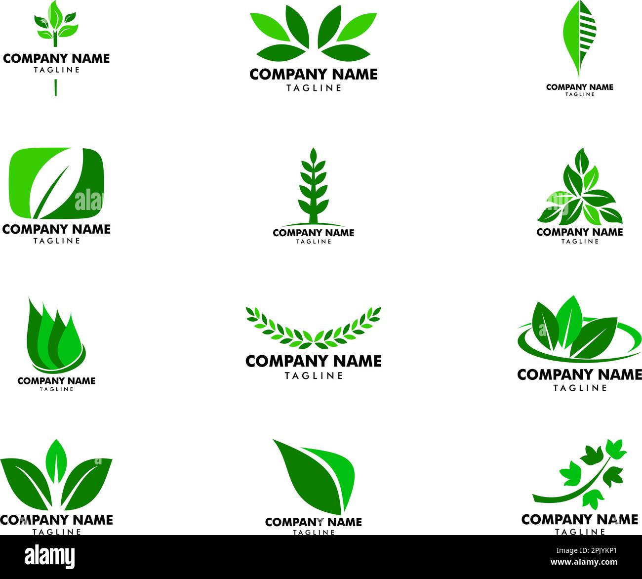 Set of Abstract green leaf logo icon vector design Stock Vector Image ...