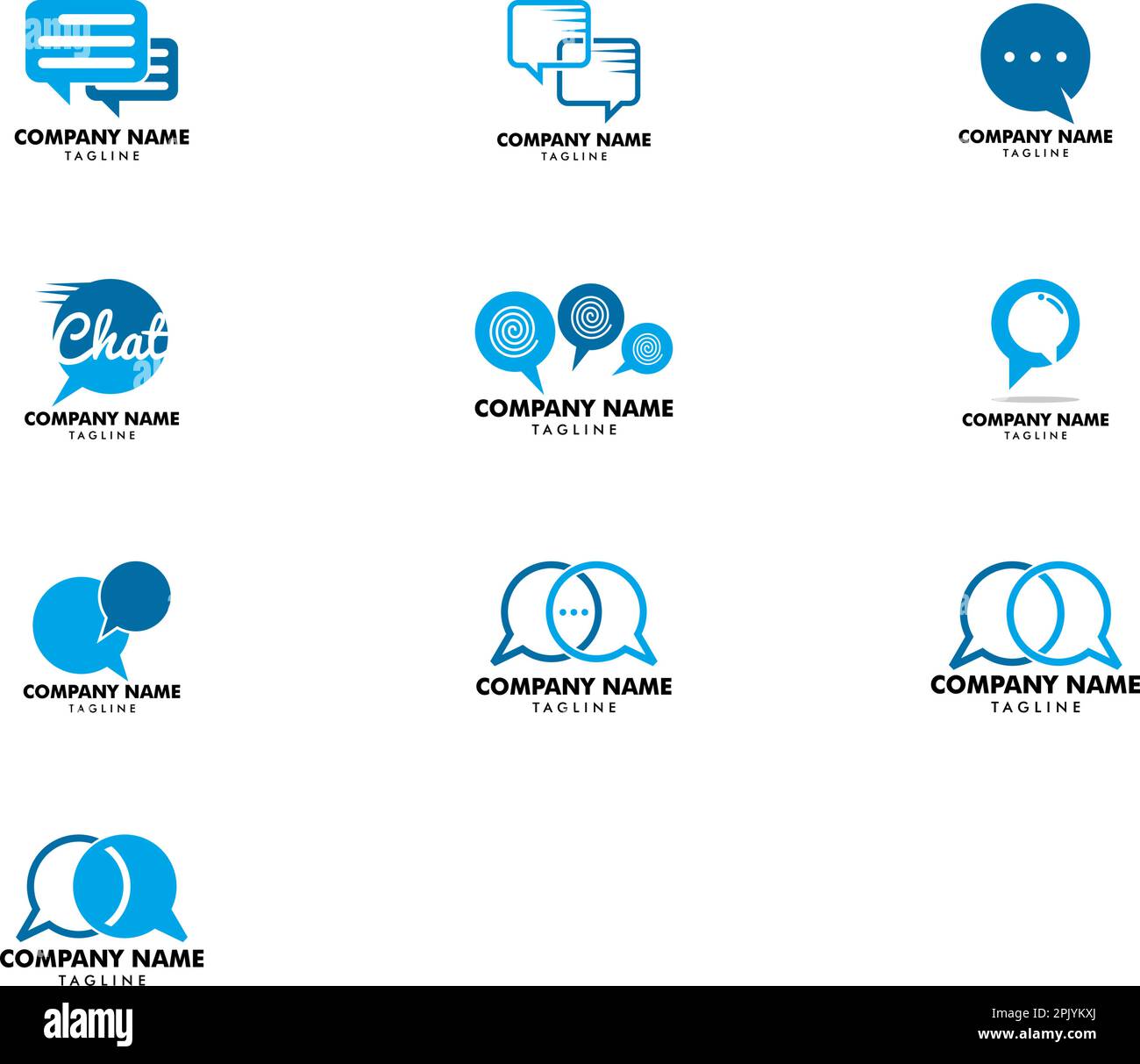Set of Bubble Chat Concept Logo Design Template Stock Vector Image ...