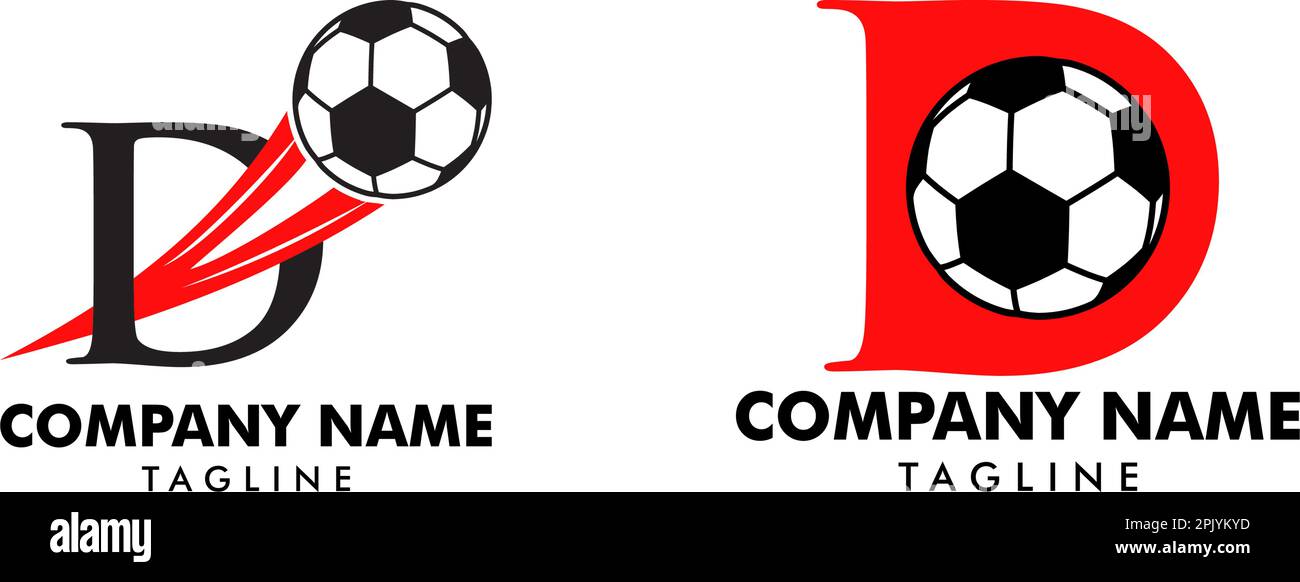 Set of D letter logo, football ball logo design Stock Vector Image