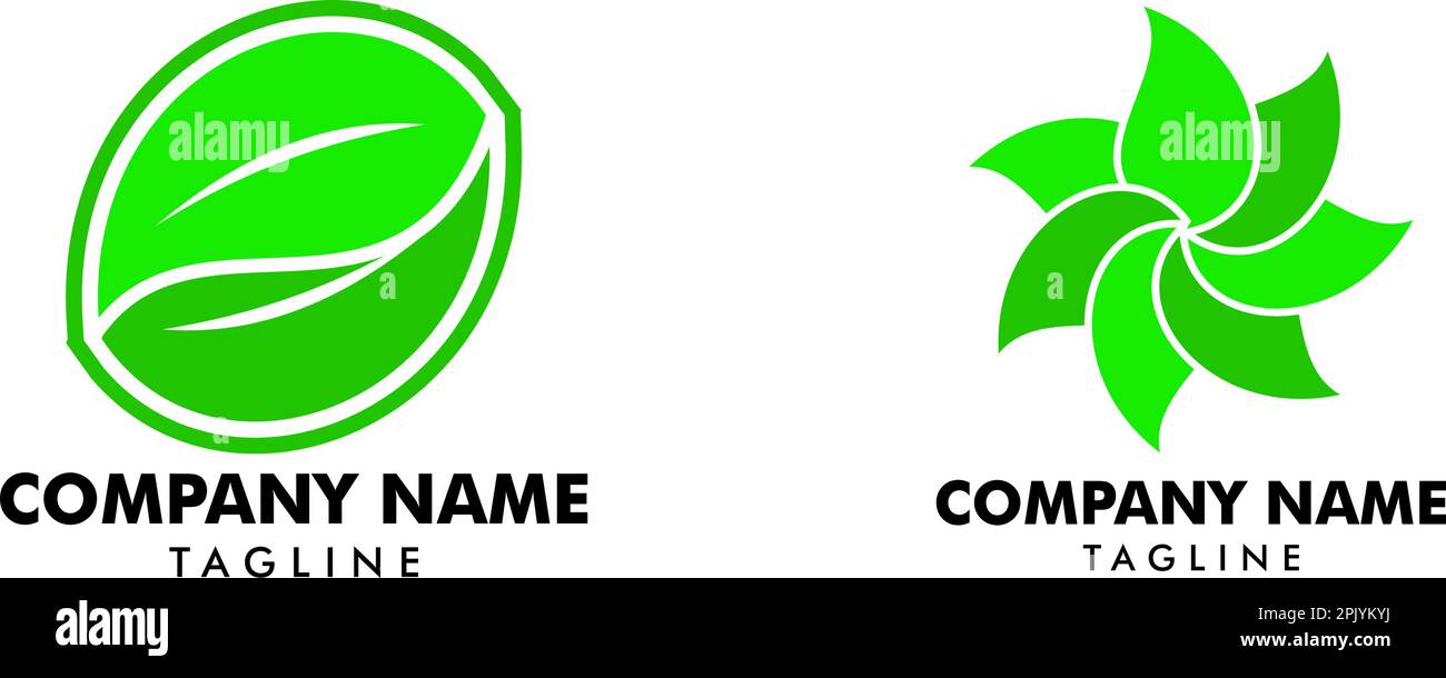 Set of Abstract green leaf logo icon vector design Stock Vector Image ...