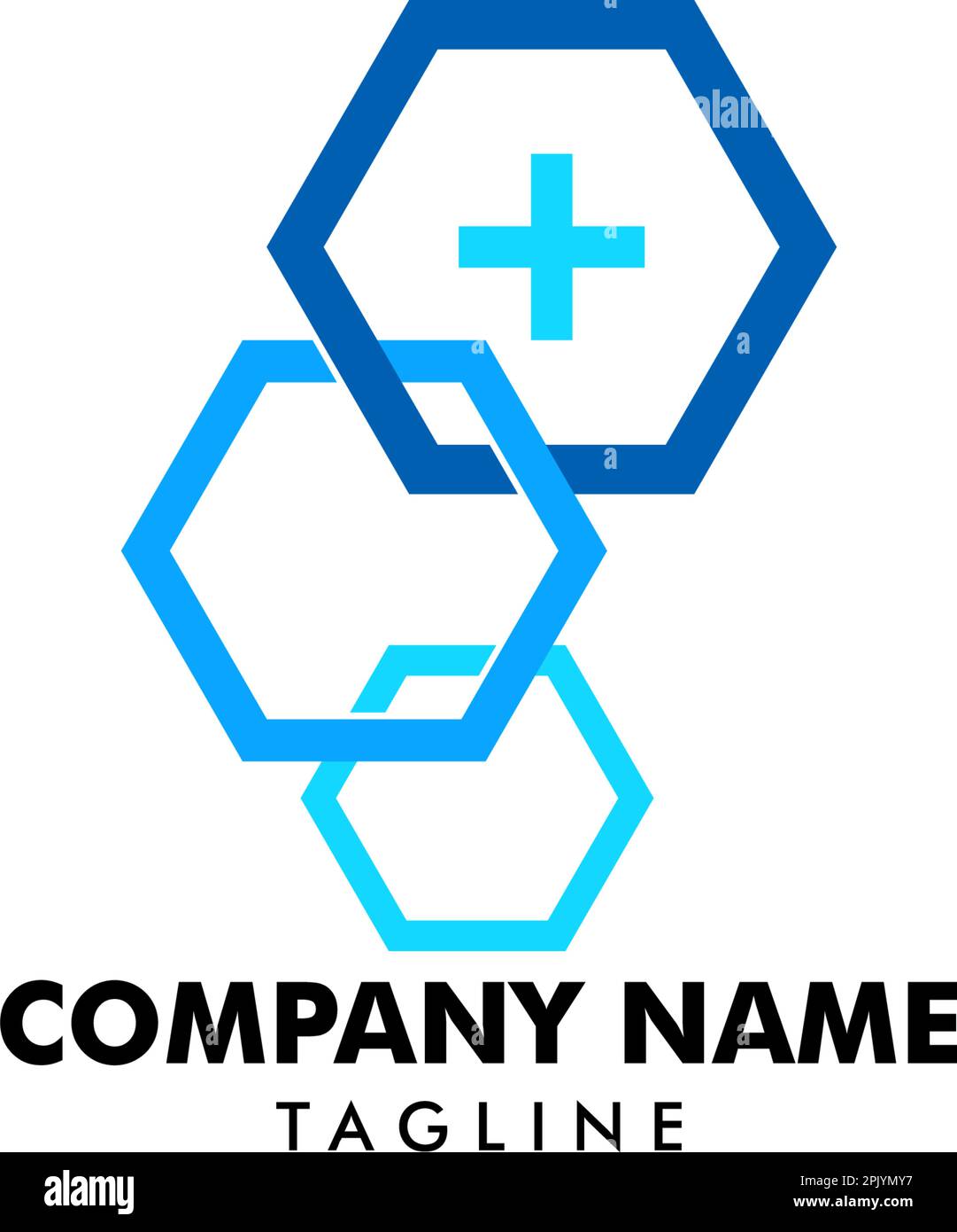 Medical Hexagon Logo Design Template Stock Vector