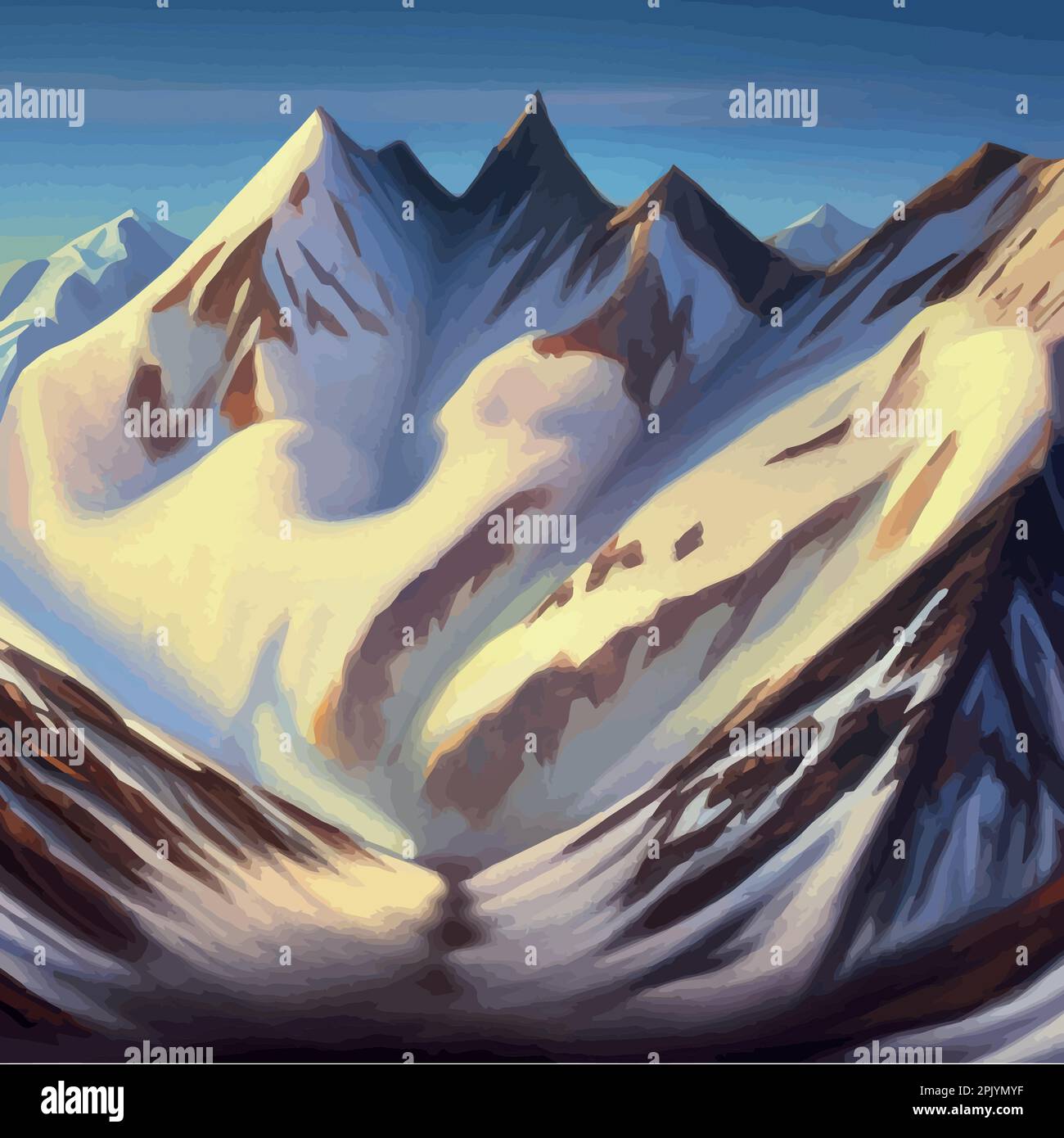 Stunning Snow Capped Mountains Mountain Landscape Alpine Snow Vector