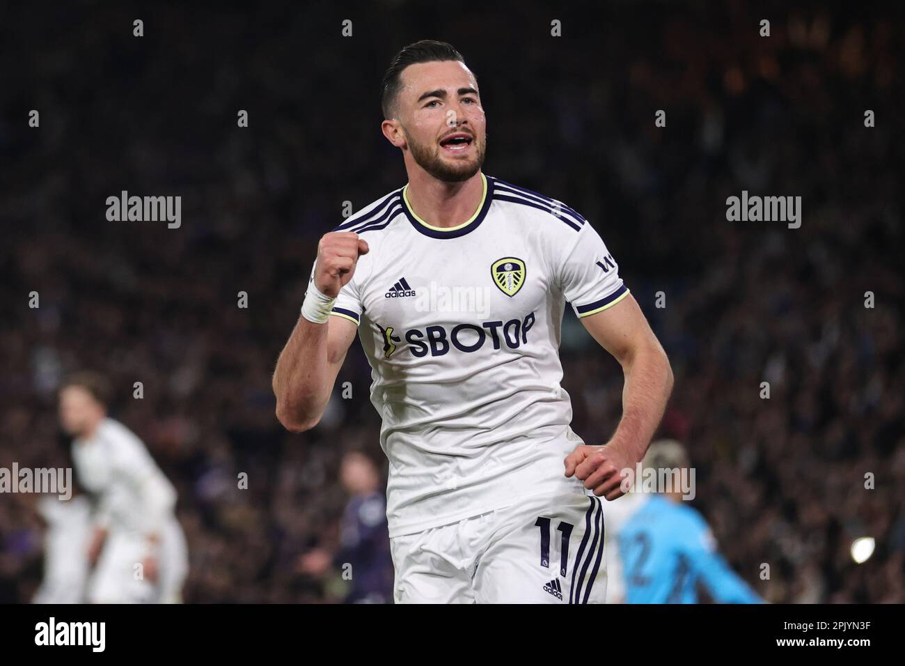 Jack Harrison 11 of Leeds United celebrates his goal to make it 11