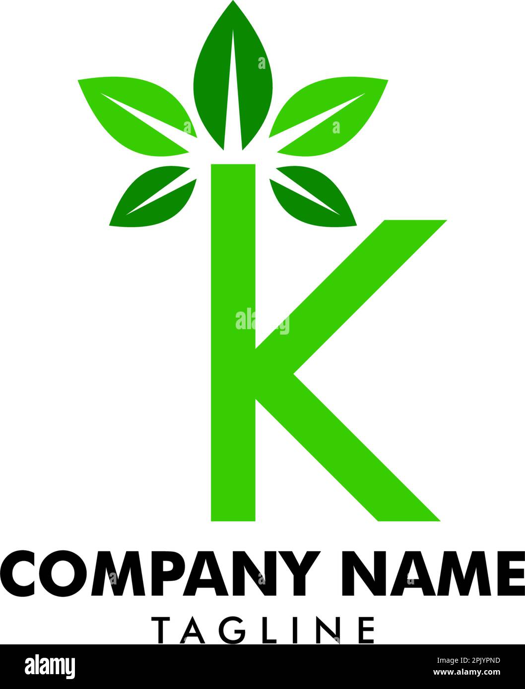 Letter K leaf initial logo template Stock Vector