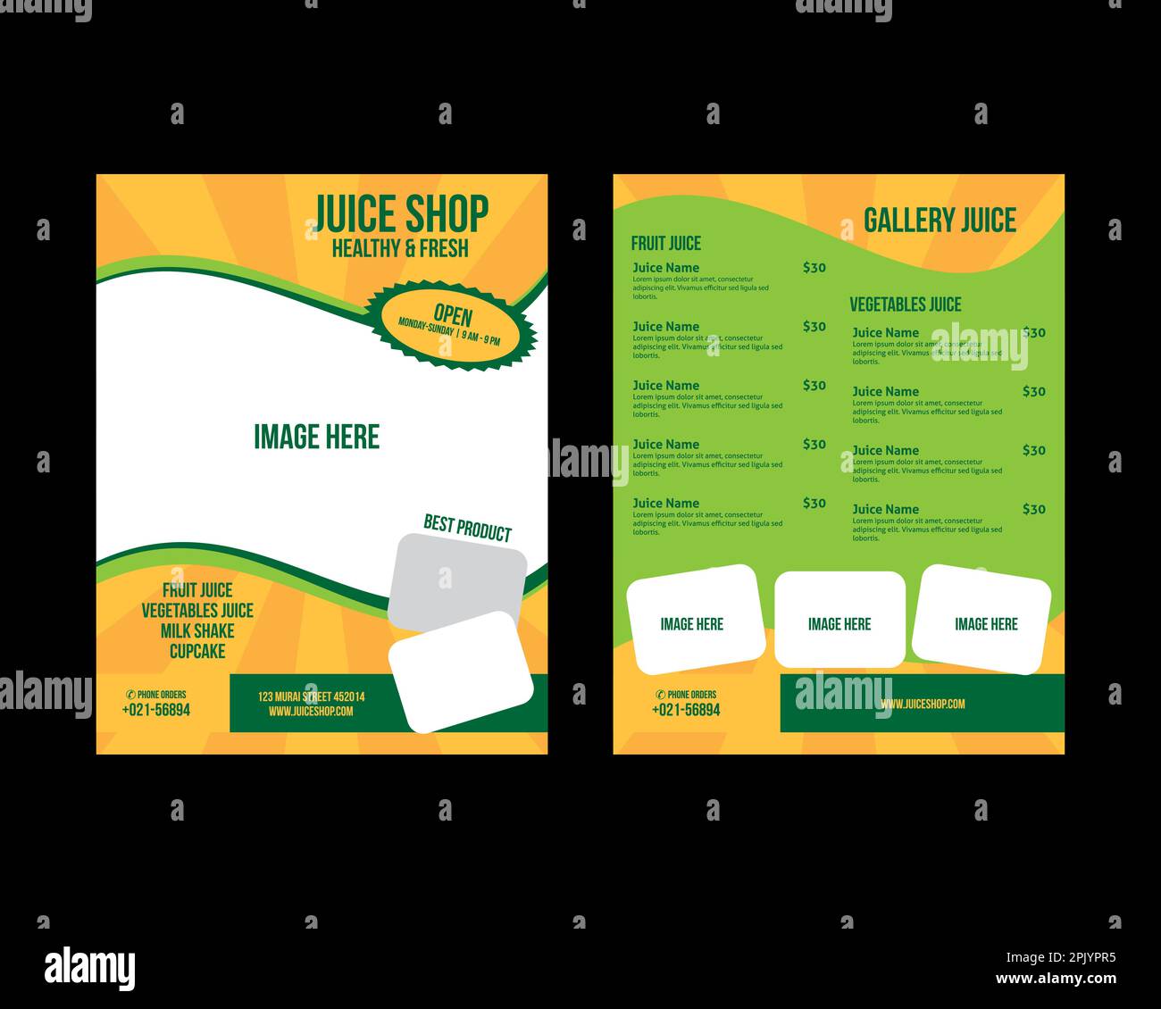 Juice menu for restaurant and cafe, Template design banners, brochures