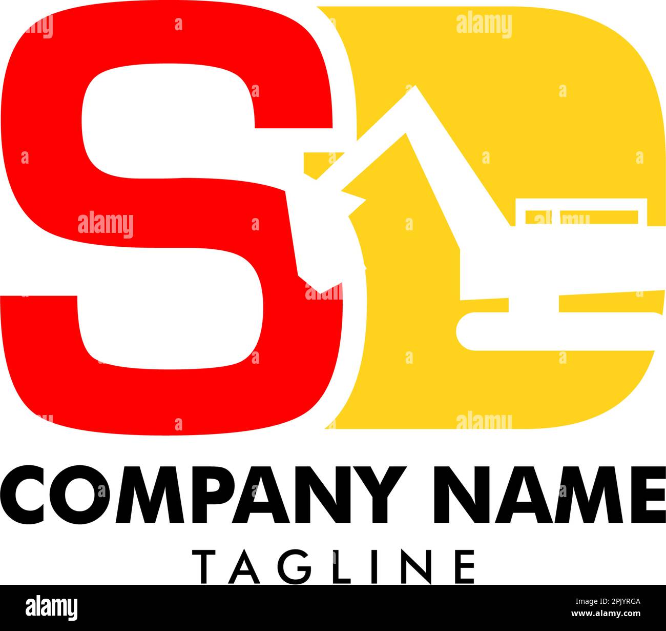 Initial Letter SD Excavator Logo Concept Vector Stock Vector