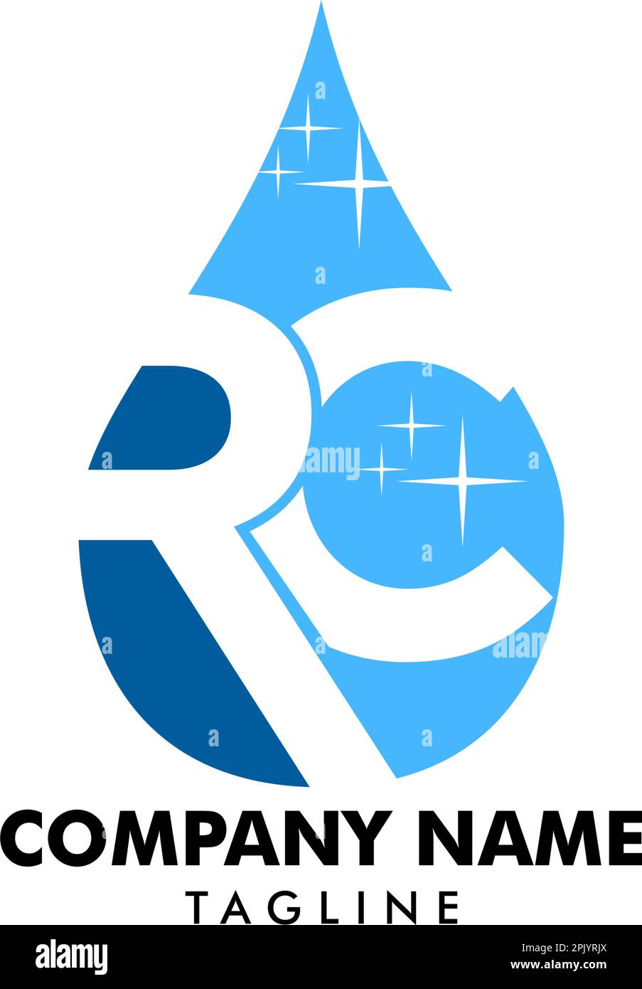 Initial Letter RC With Water Drop Logo Design Vector Template Stock ...