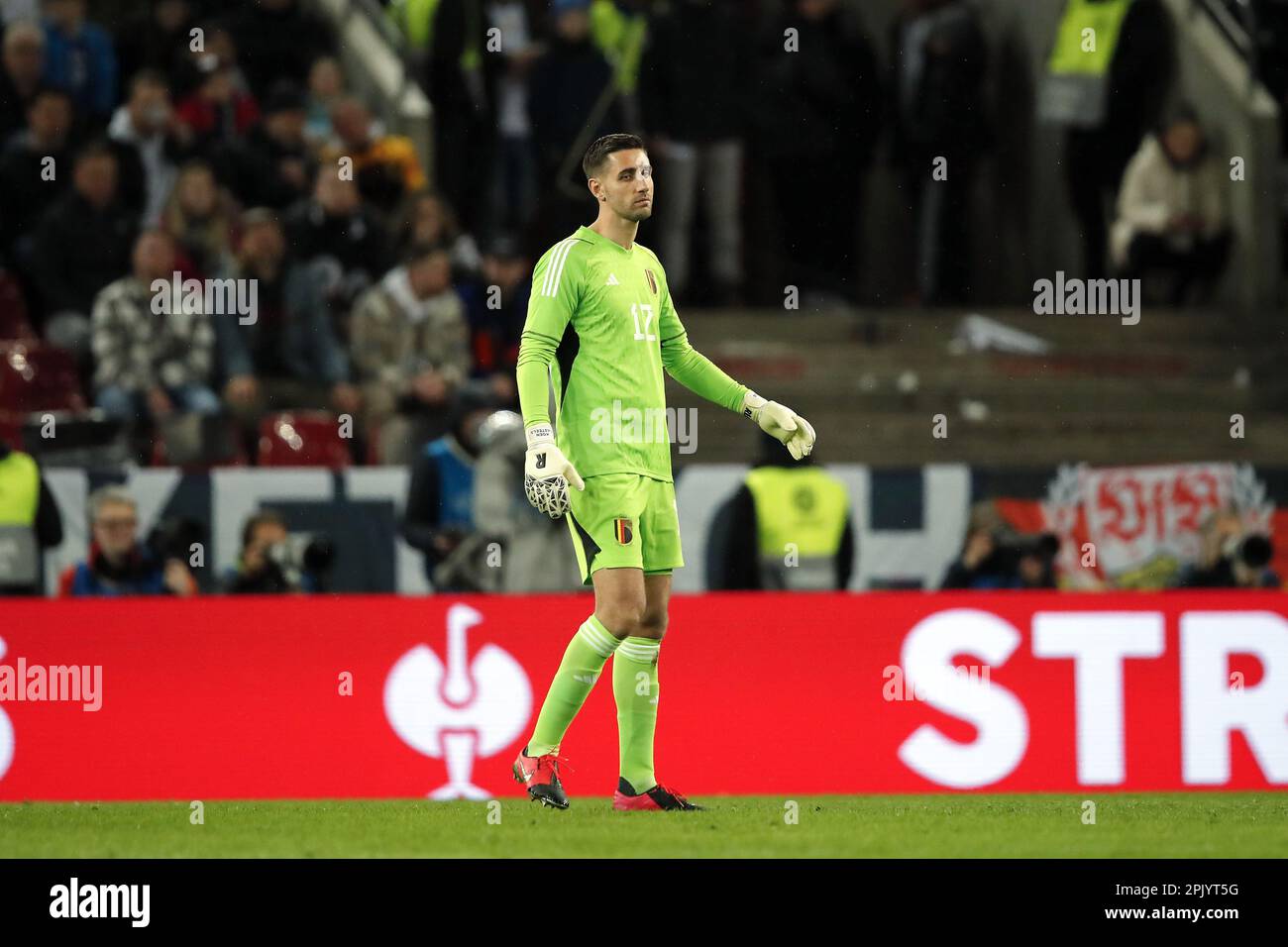 COLOGNE - Belgium goalkeeper Koen Casteels during the friendly match between Germany and Belgium at Rheinenergie stadium on March 28, 2023 in Cologne, Germany. AP | Dutch Height | BART STOUTJESDYK Stock Photo