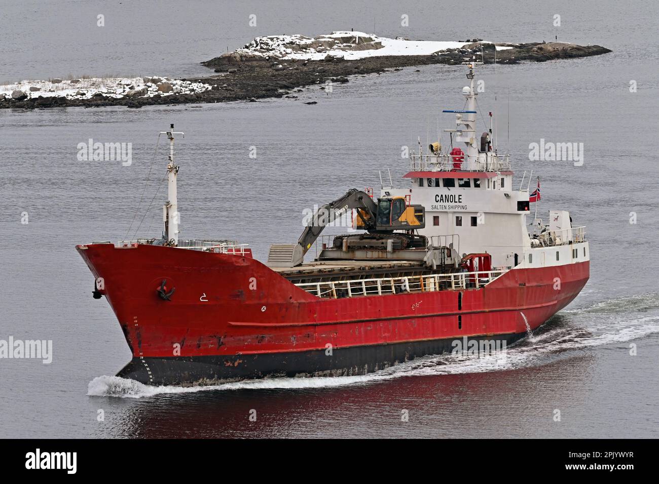 General Cargo Ship CANOLE at the Oslo Fjord Stock Photo