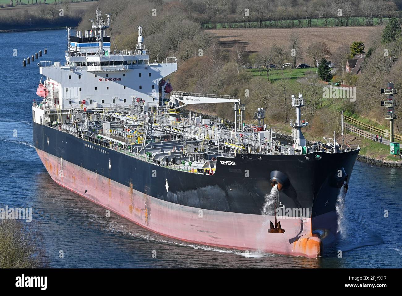 Chemical/Oil Products Tanker SEVERN passing the Kiel Canal Stock Photo