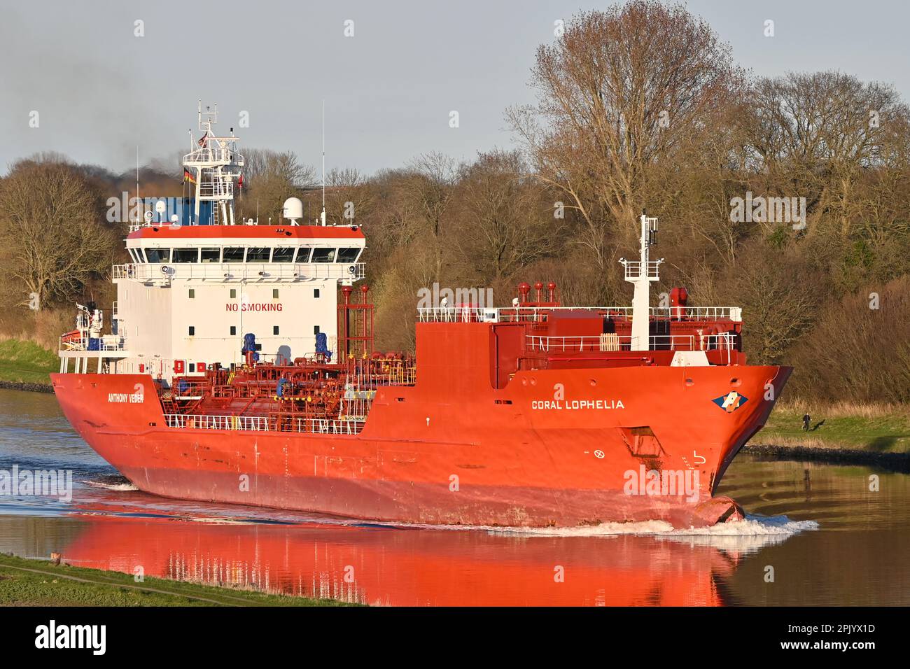 LPG Tanker CORAL LOPHELIA at the Kiel Canal Stock Photo