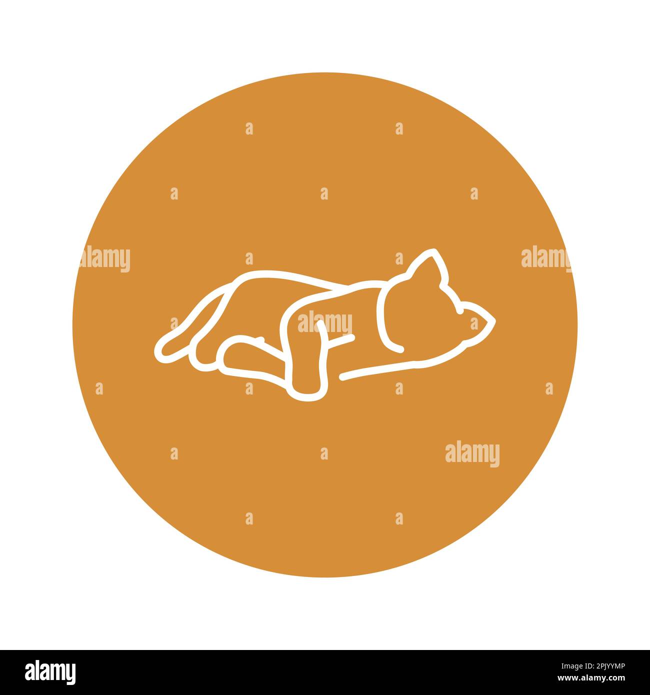 Happy sleeping cat color line icon. Pictogram for web page, mobile app
