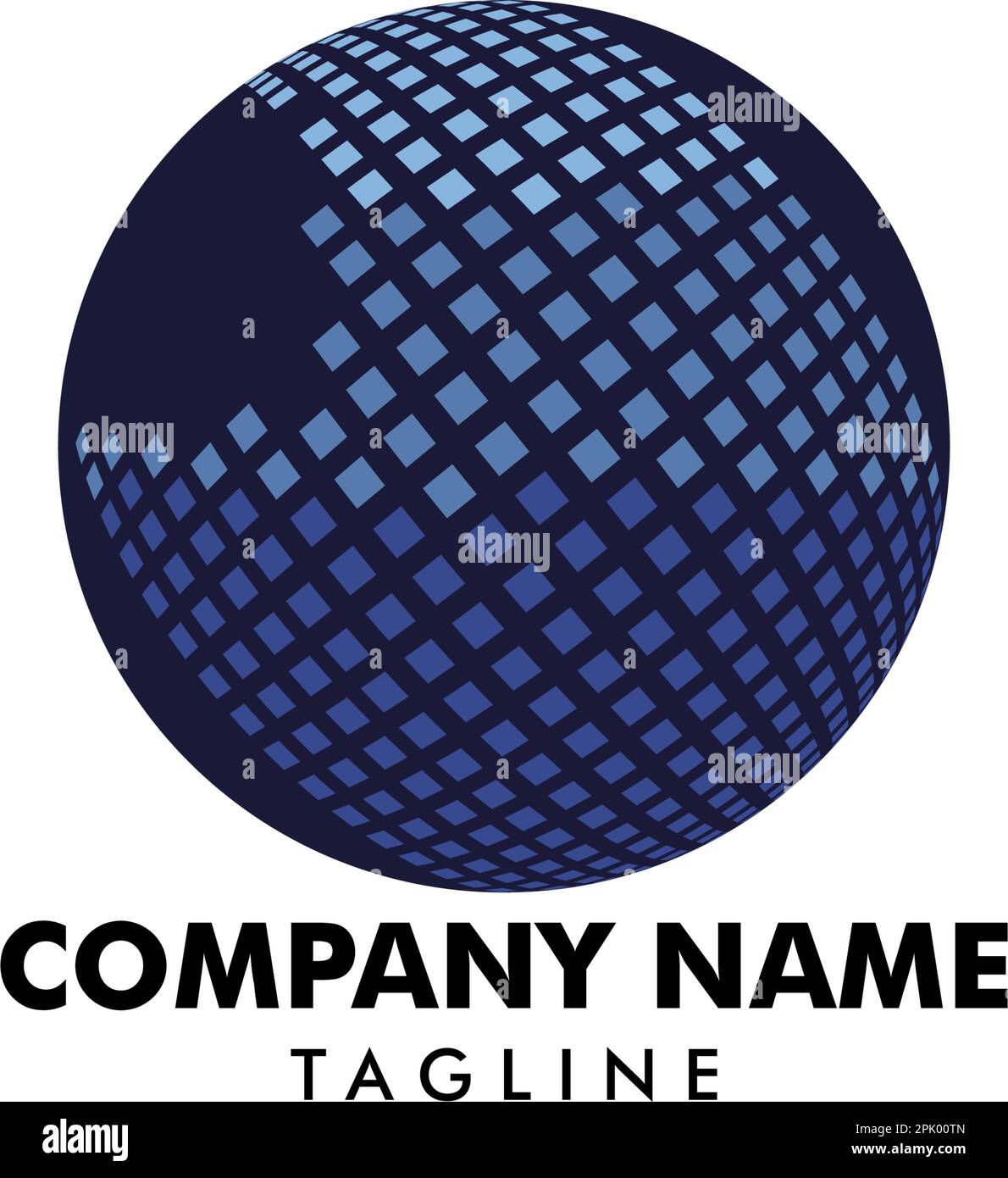 Digital Pixel Globe Logo Design Template Stock Vector