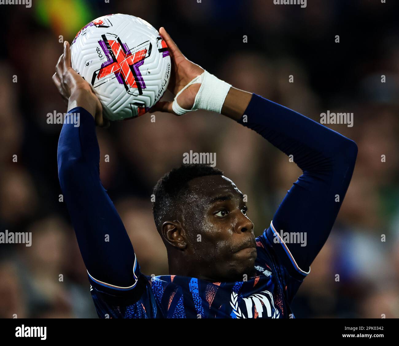 Moussa Niakhaté #19 of Nottingham Forest takes a throw in during the ...