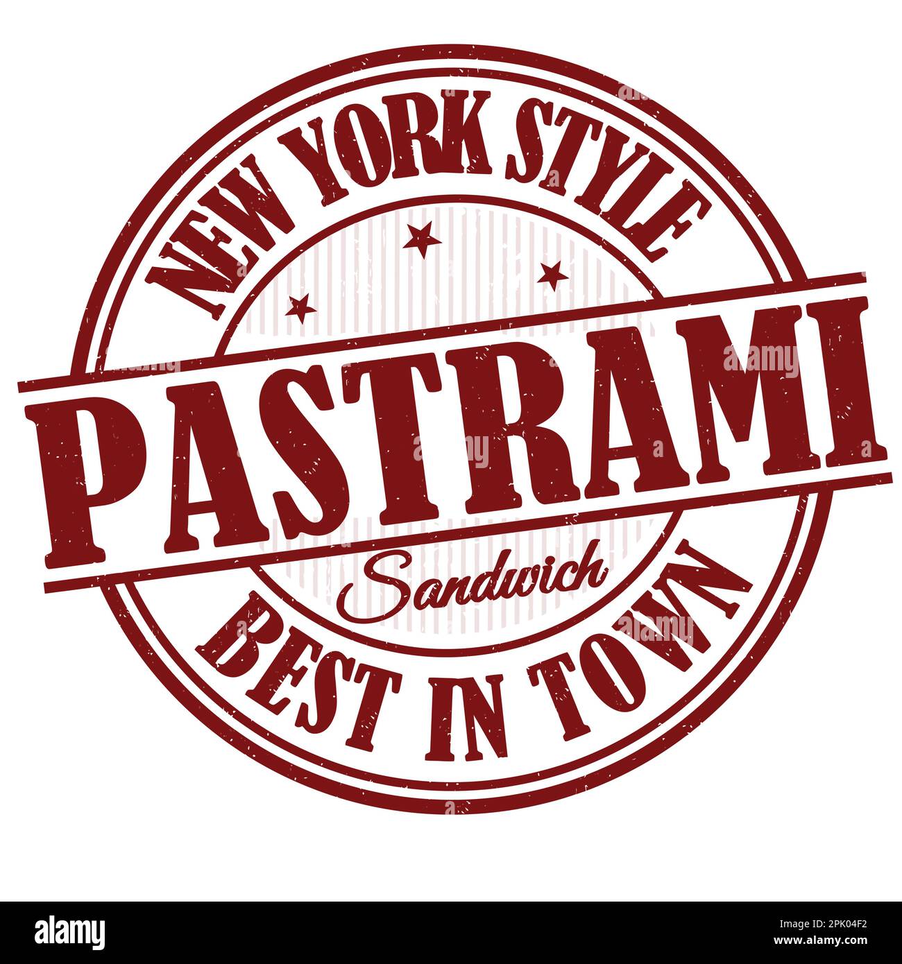 Pastrami sandwich grunge rubber stamp on white background, vector