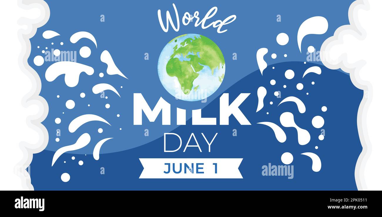 world Milk Day Vector Illustration. Fresh Milk Illustration vector. earth illustration watercolor. Stock Vector