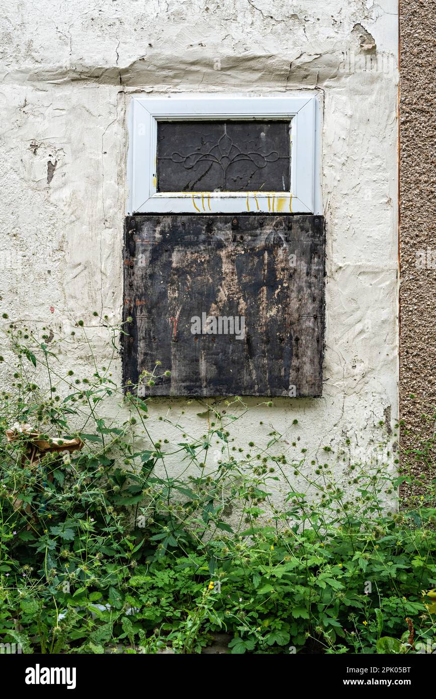 Blocked window of business premises Stock Photo Alamy