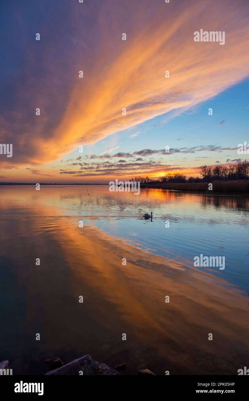 Beautiful sunrise at lake Balaton Stock Photo - Alamy