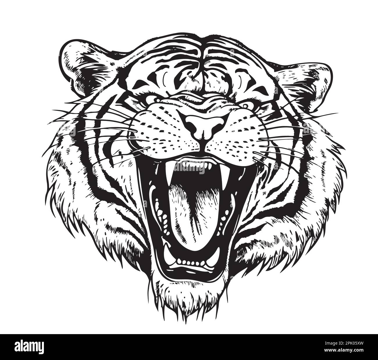 how to draw a tiger roaring