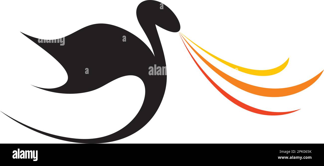dragon with fire logo clipart vector design Stock Vector
