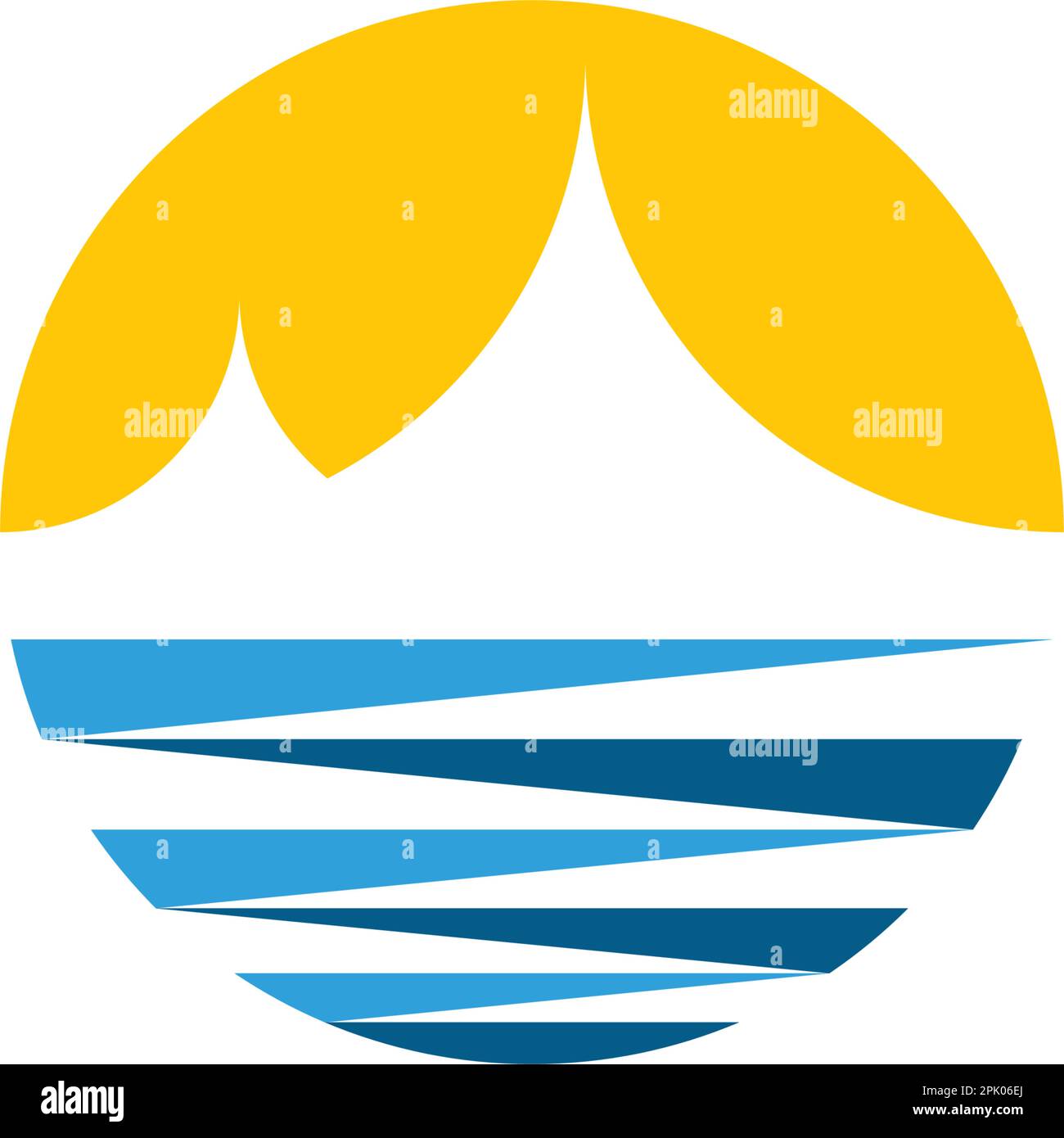 landscape ocean and mountains logo vector icon design Stock Vector