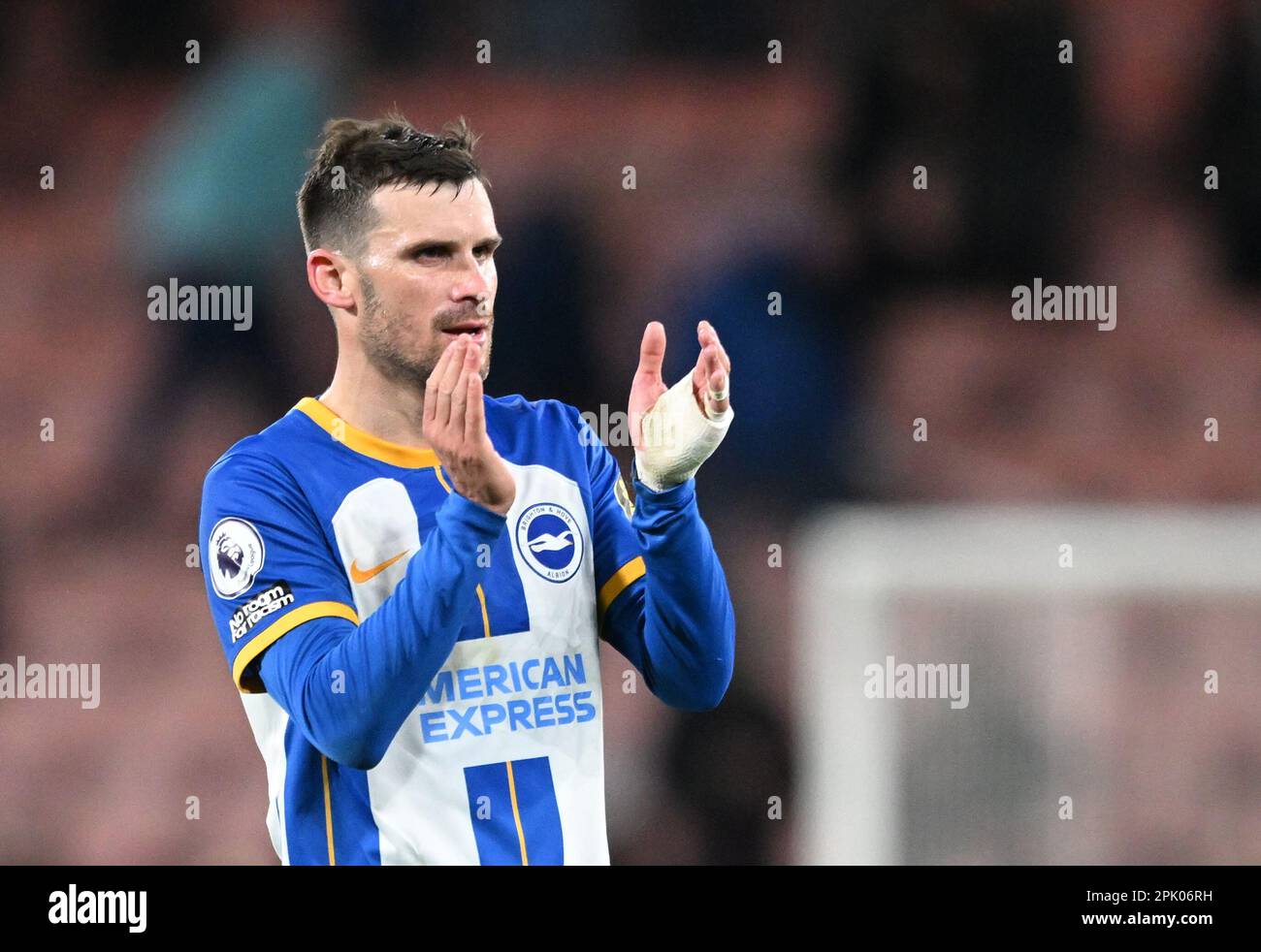 4th April 2023; Vitality Stadium, Boscombe, Dorset, England: Premier League Football, AFC Bournemouth versus Brighton and Hove Albion; Pascal Gross of Brighton &amp; Hove Albion applauds the Brighton &amp; Hove Albion fans after winning 0-2 Stock Photo