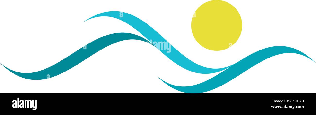 water wave ocean and sun logo vector design Stock Vector Image & Art ...