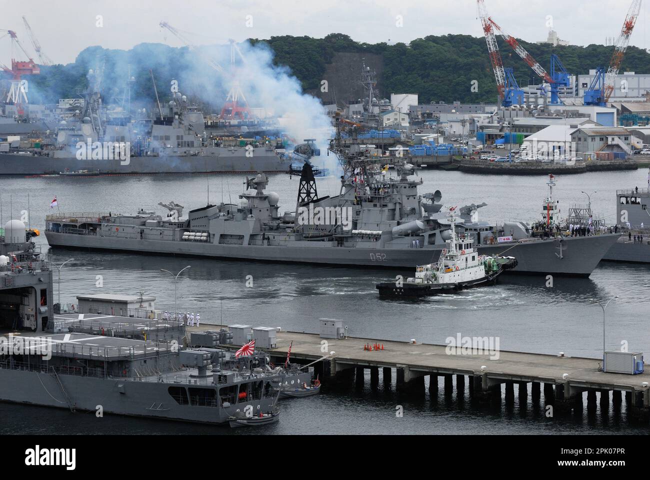 Kanagawa Prefecture, Japan - June 05, 2012: Indian Navy INS Rana (D52), Rajput-class guided-missile destroyer. Stock Photo