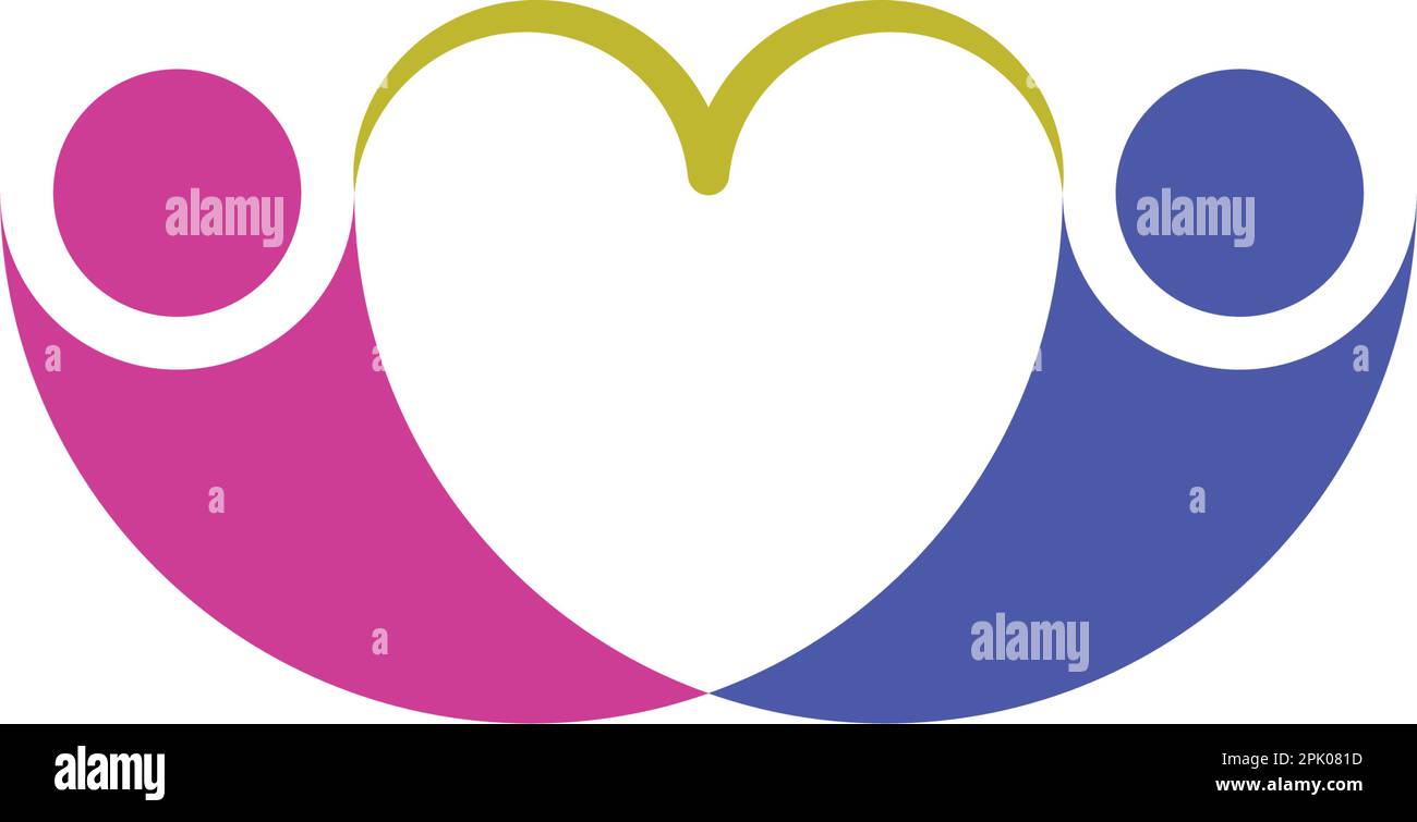 couple holding rope heart shape logo vector icon design Stock Vector