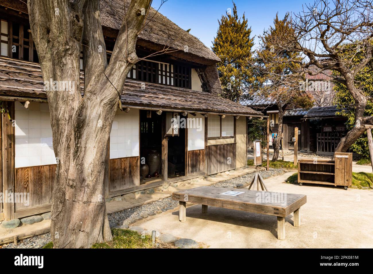 Exterior of old farmers house, thatched roof, Jidayubori park, Kitami, Setagaya Ku, Tokyo, Japan, East Asia, Asia Stock Photo