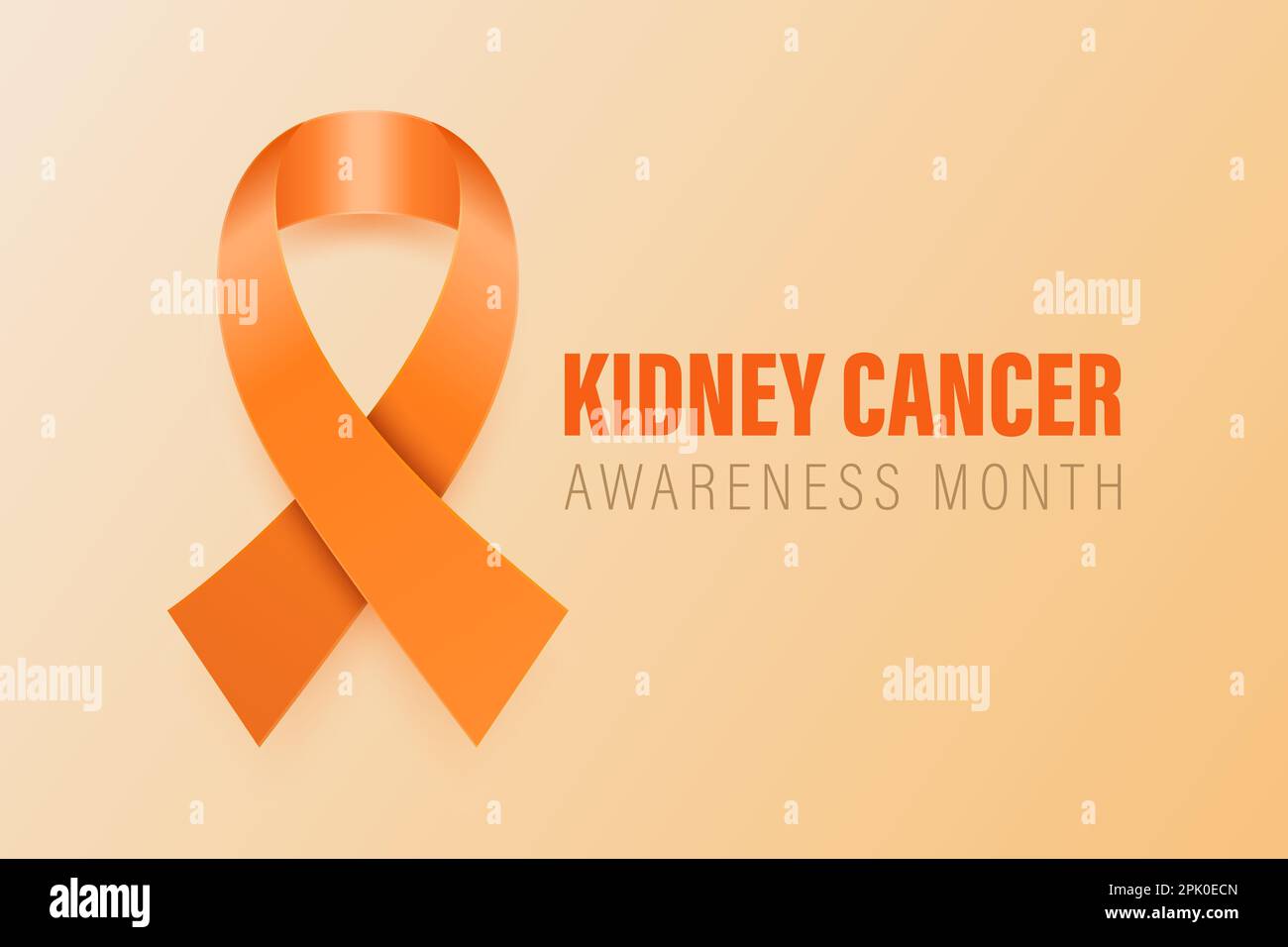 Kidney Cancer Banner, Card, Placard with Vector 3d Realistic Orange