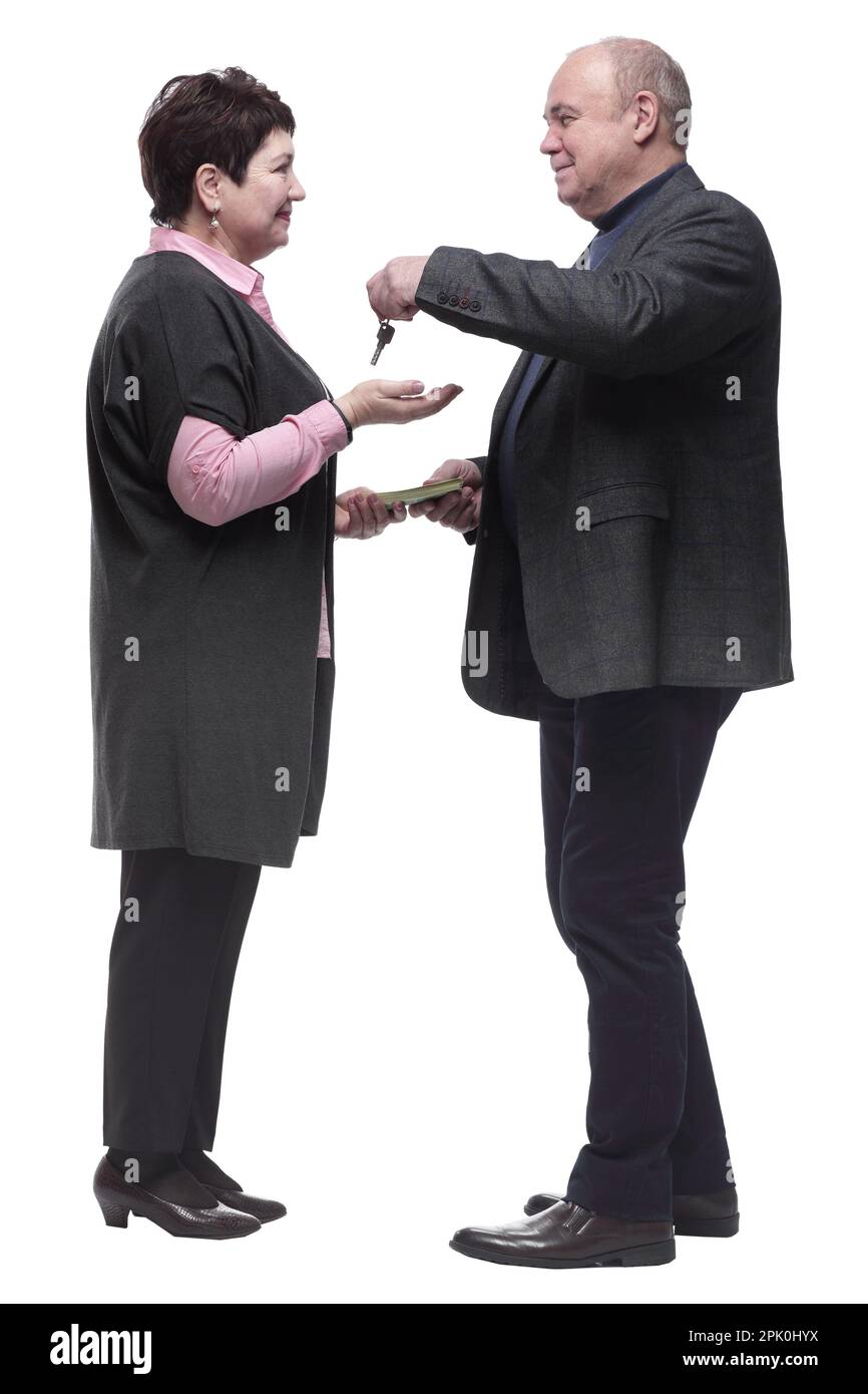 in full growth. realtor handing keys to his client Stock Photo - Alamy