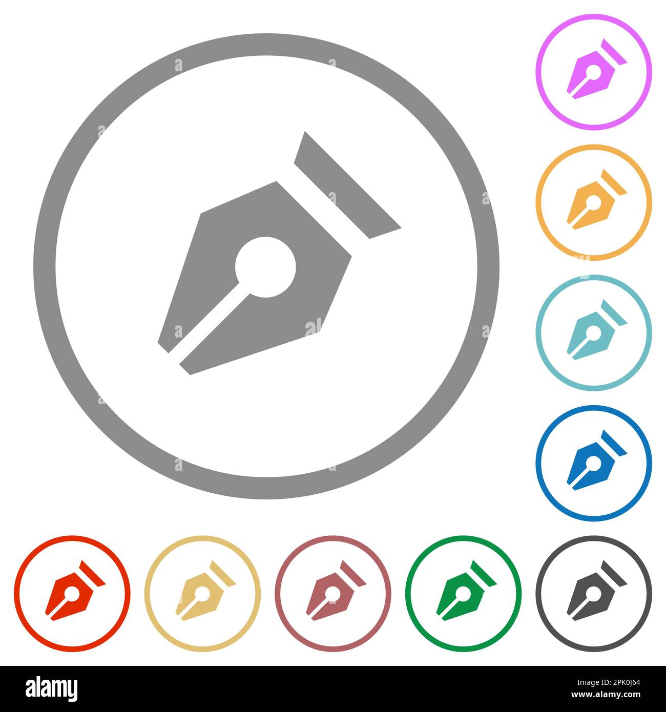 Nib solid flat color icons in round outlines on white background Stock Vector