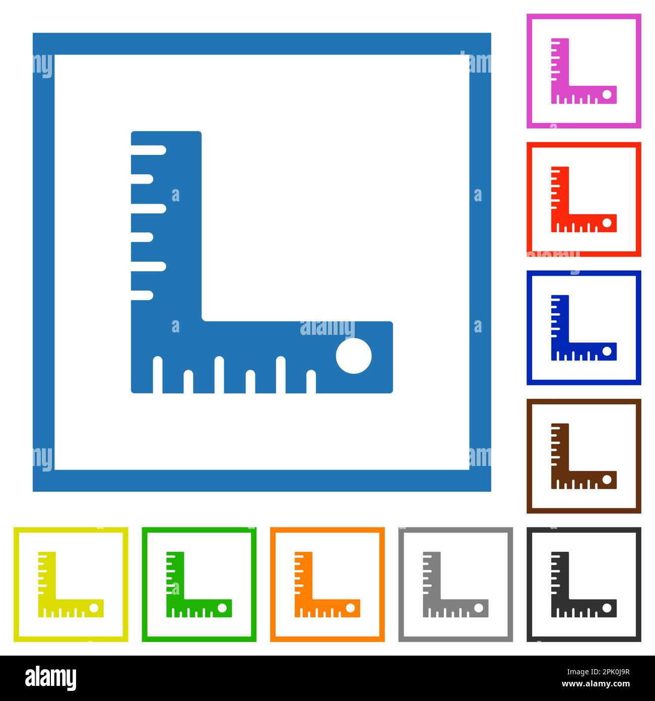 measurement tool solid flat color icons in square frames on white ...