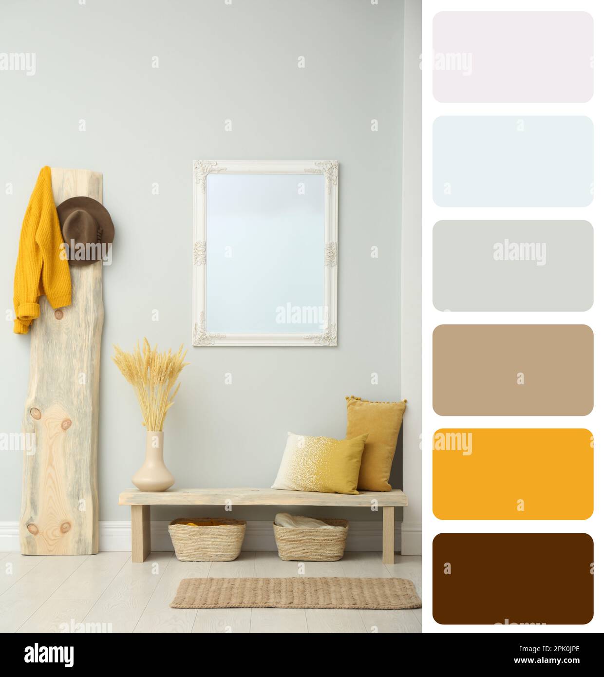 Color palette and photo of hallway interior. Collage Stock Photo - Alamy